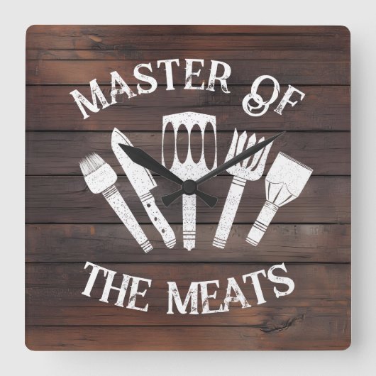 '素朴Master of the Metats' - おもしろい BBQ Gift スクエア壁時計 (正面)