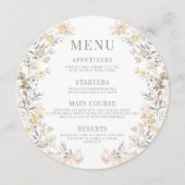 素朴Neutral Wildflowerの結婚Round Flat Menu メニュー (正面)