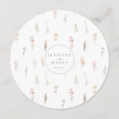 素朴Neutral Wildflowerの結婚Round Flat Menu メニュー (裏面)