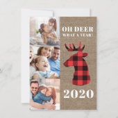 素朴Oh Deer Plaid Photo Collage シーズンカード (正面)