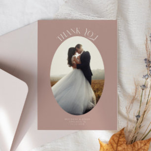 素朴Oval Dustyバラの写真に結婚感謝 サンキューカード