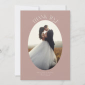 素朴Oval Dustyバラの写真に結婚感謝 サンキューカード (正面)