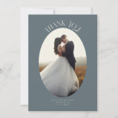 素朴Oval Frame石板の写真に結婚感謝 サンキューカード (正面)