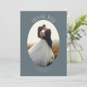 素朴Oval Frame石板の写真に結婚感謝 サンキューカード (スタンド正面)