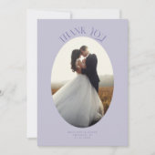 素朴Oval Frame薄紫の写真に結婚感謝 サンキューカード (正面)