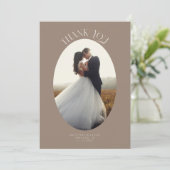 素朴Oval Frame Brownの写真に結婚感謝 サンキューカード (スタンド正面)