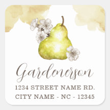 素朴Pear正方形ステッカー