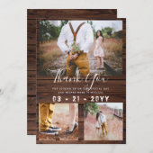 素朴PHOTO COLLAGE結婚 Barn サンキューカード (正面/裏面)