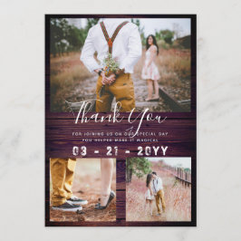 素朴PHOTO COLLAGE結婚 Purple サンキューカード