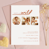 素朴Photo Collage Wild One誕生日 招待状