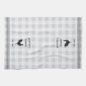素朴Plaidフパーソナライズされたァーム名 キッチンタオル (横)