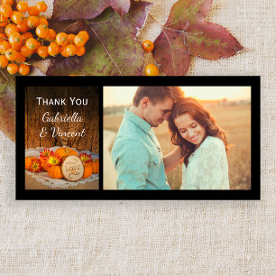 素朴Pumpkins秋の結婚式ありがとうフォトカード サンキューカード