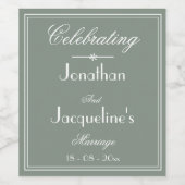 素朴Sage Greenシンプル結婚のChicスクリプト名 ワインラベル (シングルラベル)