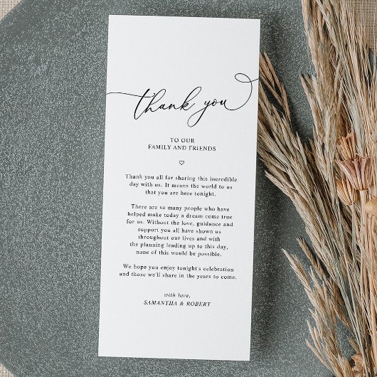 素朴Sage Green結婚's Thank You Letter Card メニュー