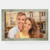 素朴Sage Green Burlap Linen 2フォト結婚ズ ゲストブック (裏面)