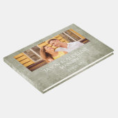 素朴Sage Green Burlap Linen 2フォト結婚ズ ゲストブック (コーナー)