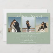 素朴Sage Green Scriptフォトコラージュ結婚ズ 招待状 (正面)