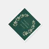 素朴Sage Laurelの葉ONEmerald Green's 結婚. スタンダードカクテルナプキン (角)