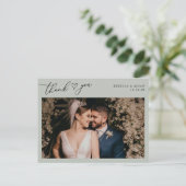 素朴Sage Scriptハート結婚の写真ありがとう ポストカード (スタンド正面)