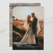 素朴Script結婚の写真Save the Date 招待状 (正面/裏面)