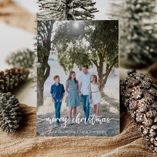 素朴Script Christmas Photo Card サンキューカード
