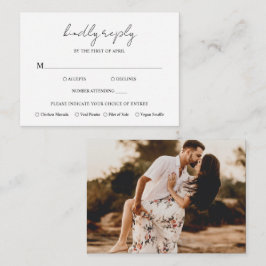 素朴Script PhotoのモダンMini RSVP結婚 Card ノートカード