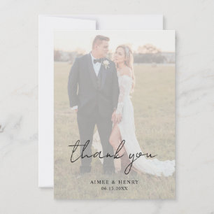 素朴Script Photoモダン結婚の サンキューカード