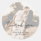 素朴Script Photoモダン結婚の ラウンドシール (正面)
