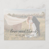 素朴Script Photo's モダン結婚 Thank You ポストカード (正面)