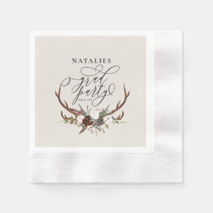 素朴stag〔雄ジカの〕枝角フローラ卒業会 縁ありカクテルナプキン