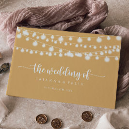 素朴String Lights黄色の書結婚道 ゲストブック