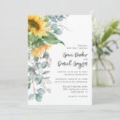 素朴Sunflower Eucalyptus w/Website Info 結婚's 招待状 (スタンド正面)