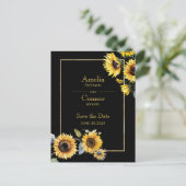 素朴Sunflowers on Black日付はがきを保存 ポストカード (スタンド正面)