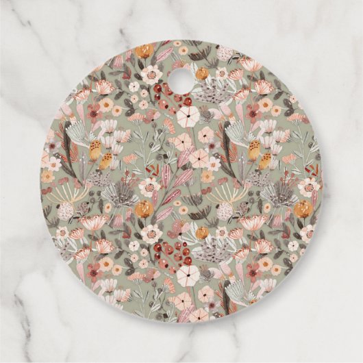 素朴Taupeフローラボホ結婚のカスタム フェイバータグ (裏面)