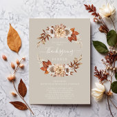 素朴Taupe秋フローラ感謝祭ディナー 招待状