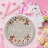 素朴Taupe紅葉ハッピーサンクスギビング ペーパープレート (パーティー)