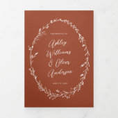 素朴Terracota Wildflower Boho写真結婚の 三つ折り招待状 (カバー)