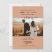 素朴Terracottaモダンプリットフォト結婚ズ 招待状 (正面)