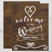 素朴Welcomeの結婚Sign Chalkboard Budget (正面/裏面)