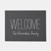 素朴welcome scriptファミリ名 ドアマット (正面)