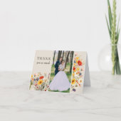 素朴Wildflower 2フォト鮮やかフローラ結婚ズ サンキューカード (正面)