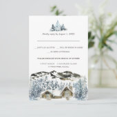 素朴Winter Mountain RSVPと食事の選択 出欠カード (スタンド正面)