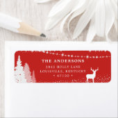 素朴Winter Woodland Deer Red Address ラベル (インサイチュ)