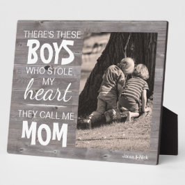 素朴Wood From Mom's お気に入りの Boys Photo Plate フォトプラーク