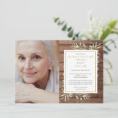 素朴Wood Greeneryお祝い・オブ・ライフ・フォト 招待状 (スタンド正面)