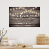 素朴Wood Lights Welcome結婚's Sign ポスター (キッチン)