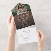 素朴Wood Photo Outdoor結婚's オールインワン招待状 (貼ってはがせる)