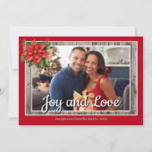 素朴Wood Poinsettia赤い家族写真 シーズンカード (正面)