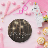 素朴Wood String Lightsの結婚紙プレート ペーパープレート (パーティー)