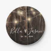 素朴Wood String Lightsの結婚紙プレート ペーパープレート (正面)